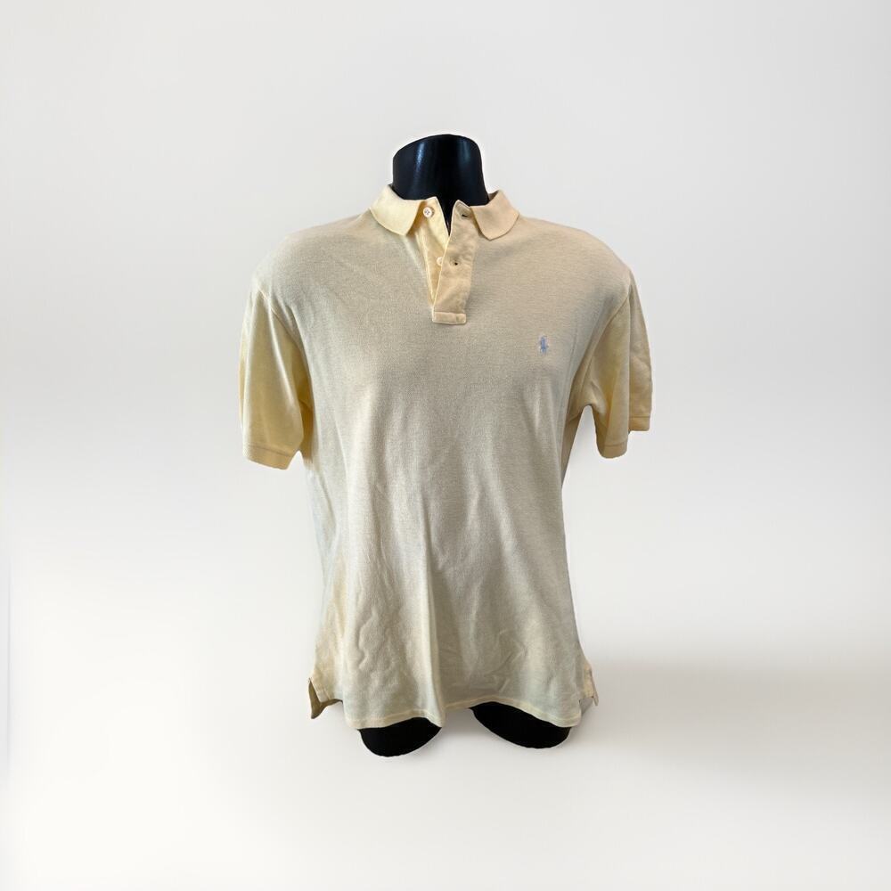 Polo Ralph Lauren Yellow Short Sleeve Shirt Medium Vintage USA Roughwear Mens